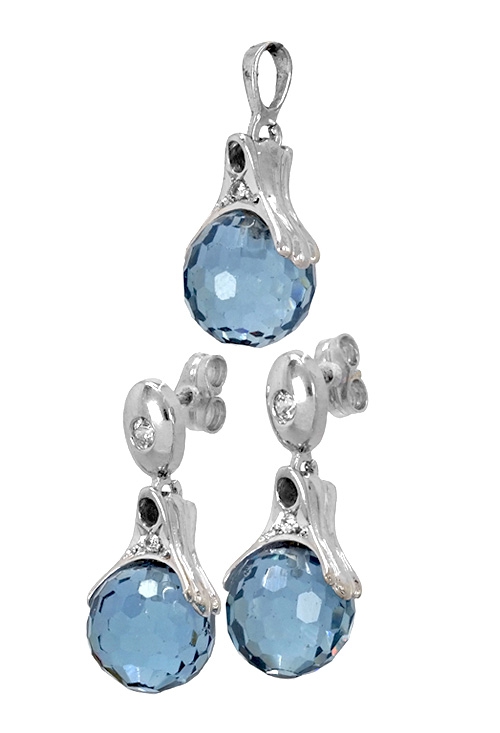 joyas de mujer, venta online Conjunto oro, pendientes y colgante, mujer. 146_1294-2 cuarzo azul