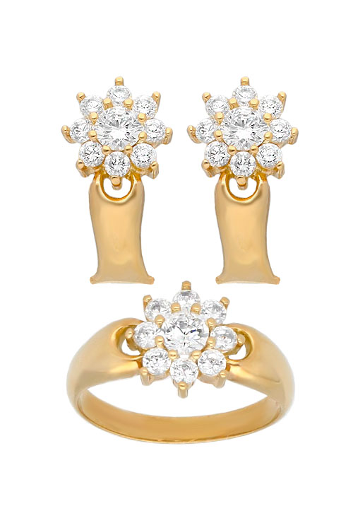 Conjunto oro 1ª ley 750 mmas. (18 k.) pendientes y sortija señora rfcia.083_JI133