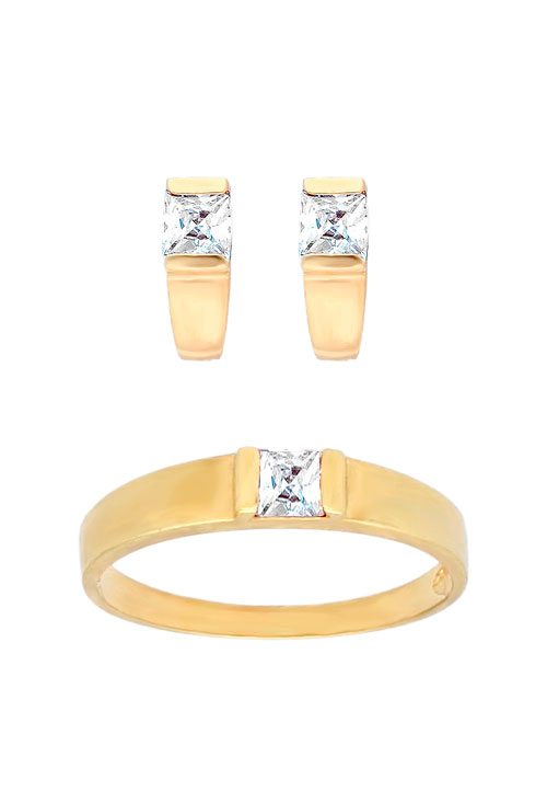 Conjunto oro 1ª ley 750 mmas. (18 k.) pendientes y sortija niña rfcia.234_800