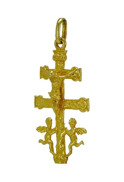venta online joyas religiosas Crucifijo en oro 18K, Cruz de Caravaca, comuniones. 156_GDE