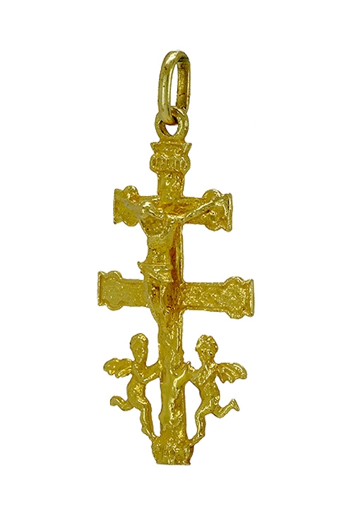 Crucifijo en oro 18 kilates, Cruz de Caravaca, comuniones 156_GDE venta online joyas religiosas Crucifijo en oro 18K, Cruz de Caravaca, comuniones. 156_GDE