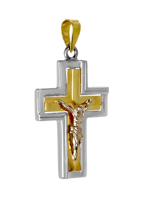 Crucifijo oro blanco y amarillo 18 kilates 002_6723CR Crucifijo oro ley blanco y amarillo 18 ktes - foto 04 - rfcia 002_6723CR