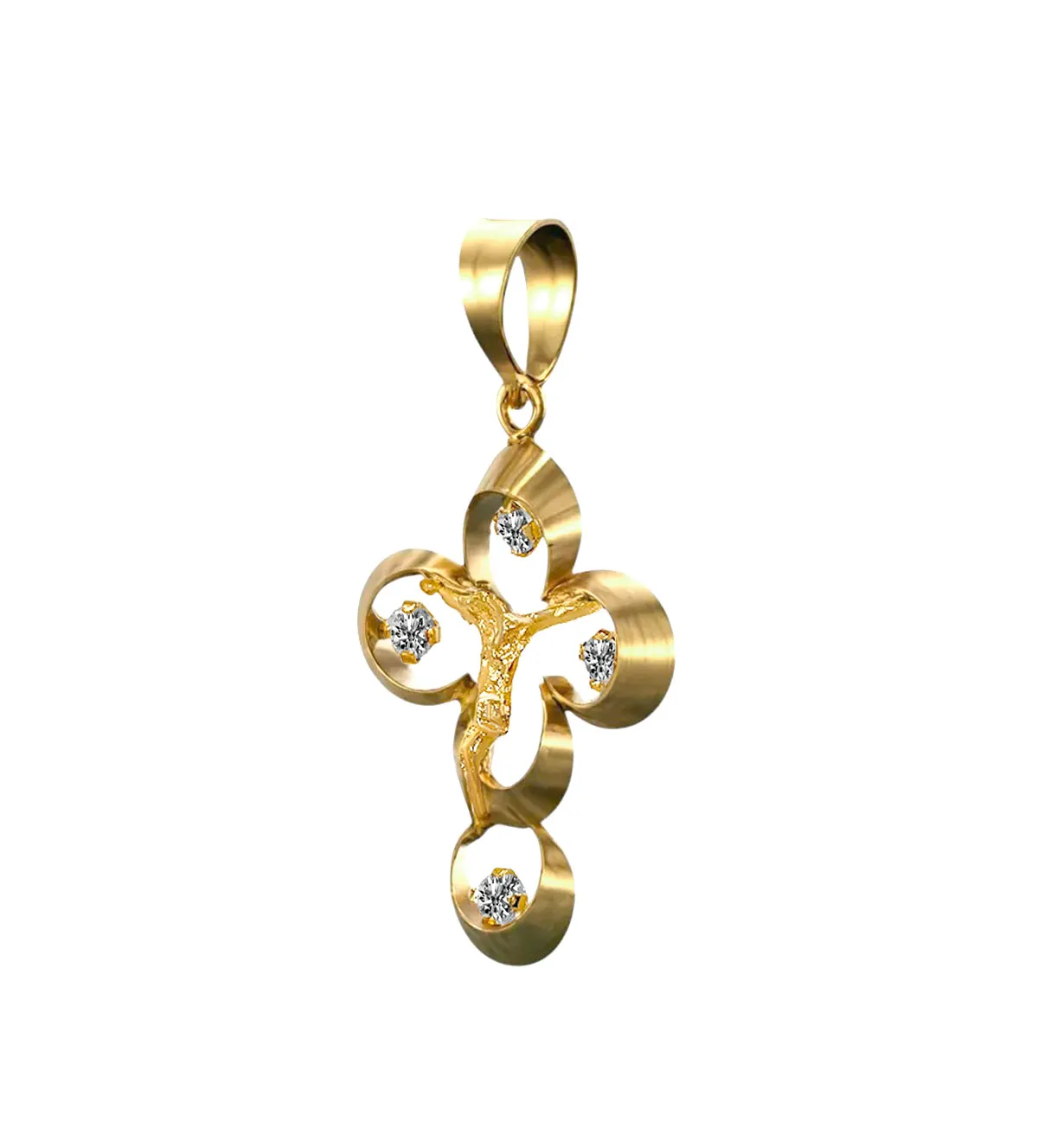 Cruz de oro y circonitas con Cristo 146_C126 cruz-de-oro-con-circonitas-146_C126 vista lateral