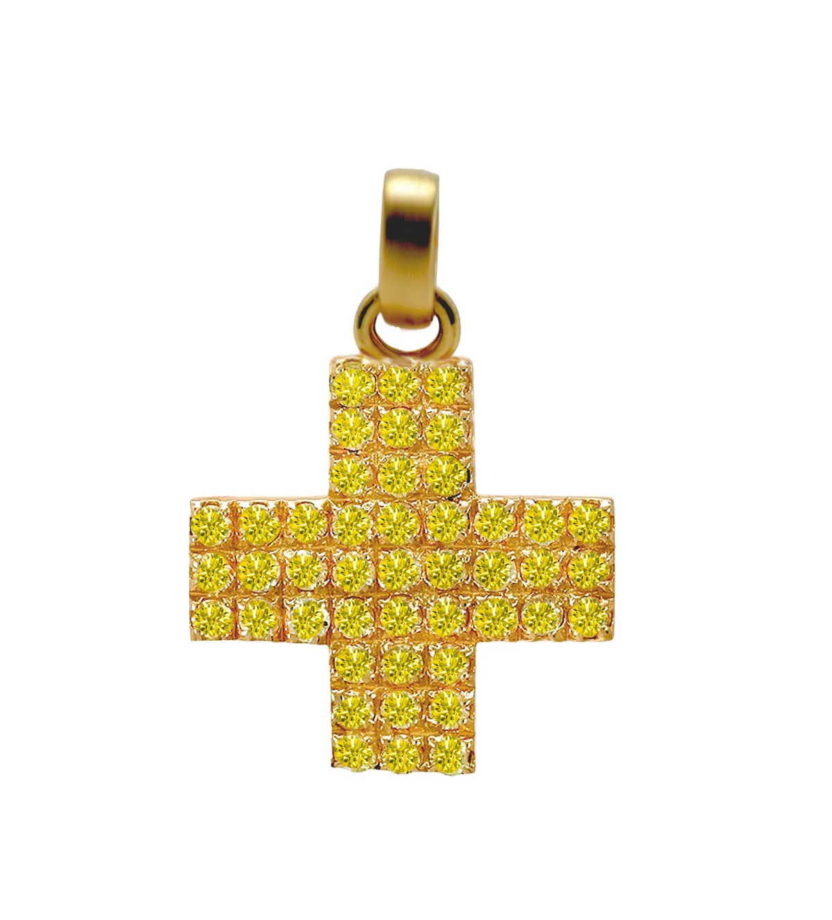 Cruz de oro amarillo 18K yellow 115_X15336 cruz de oro y circones amarillos 115_x15336