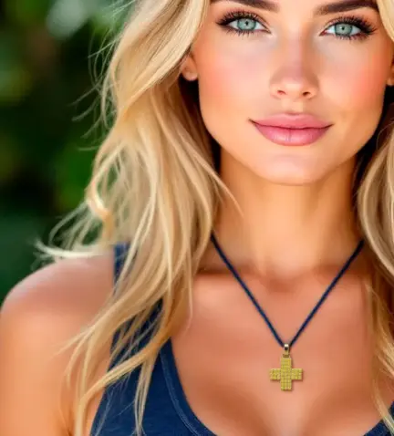 cruz de oro y circones amarillos 115_x15336 modelo mujer sueca