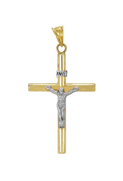Cruz de plata laminado oro con Cristo a precios baratos 243_940-00107