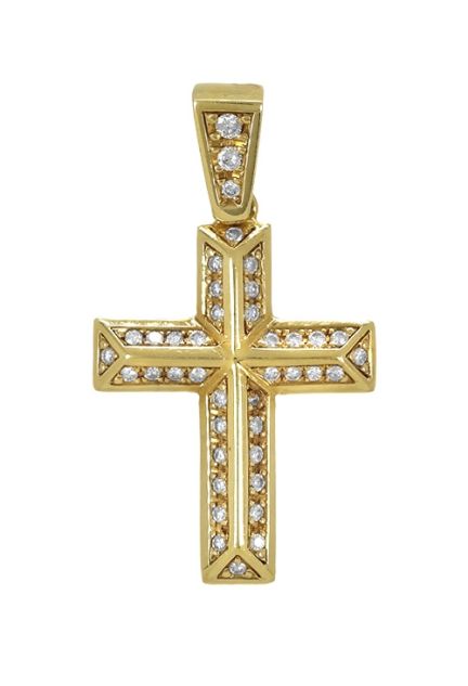Cruz oro amarillo de 18K con diamante para mujer, joyas religiosas a precios baratos 083_XB4069