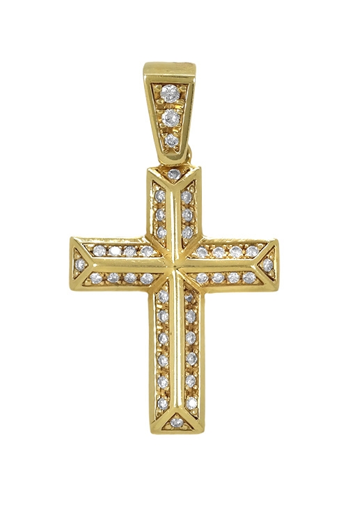 Cruz oro amarillo de 18K con diamante para mujer, joyas religiosas a precios baratos 083_XB4069