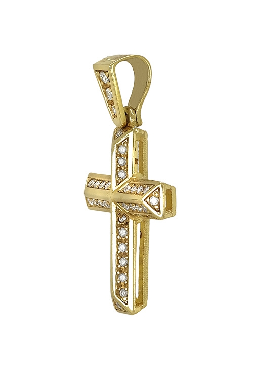Cruz oro amarillo de 18K con diamante para mujer, joyas religiosas venta online 083_XB4069