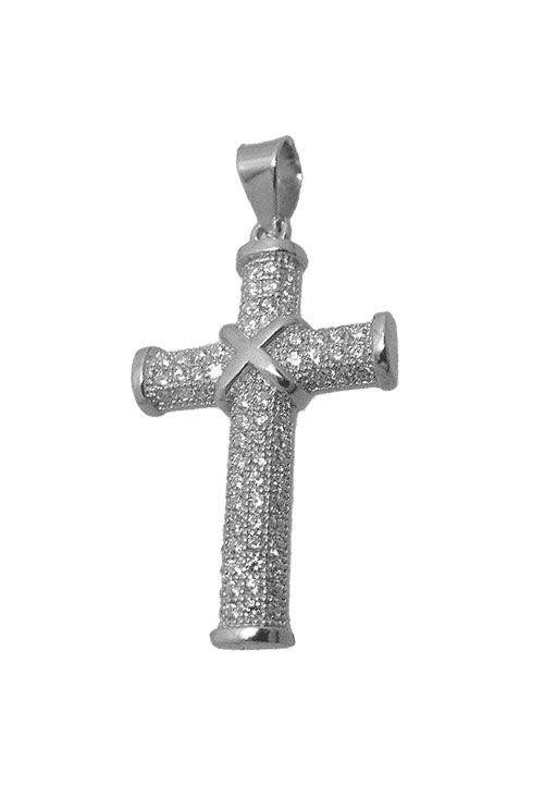 Cruz plata de ley cuajada de circonitas para mujer 042_A027-C