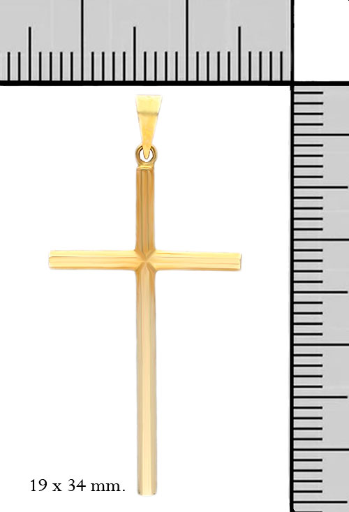 cruz oro amarillo 18 kilates chanela redonda 19 x 34 mm foto para web toma con medidas 085_4051_M