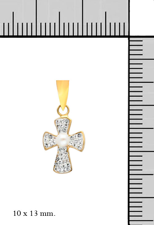 cruz oro amarillo 18 kilates perla y cristales swarovski vista con medidas 030_2258_M