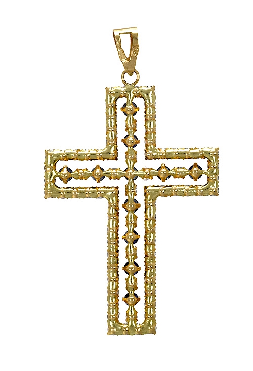 cruz oro amarillo 18 ktes con circonitas 019_5527-RZ precios baratos, joyas religiosas para mujer
