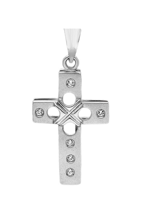 cruz oro blanco 18 kilates con circonitas foto para joyeria online toma frontal 057_02545-0100