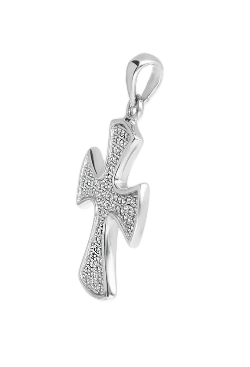 PRECIO OUTLET Cruz plata con circonitas para mujer 042_A187-C cruz de plata con circonitas foto lateral para web el rubi joyeros