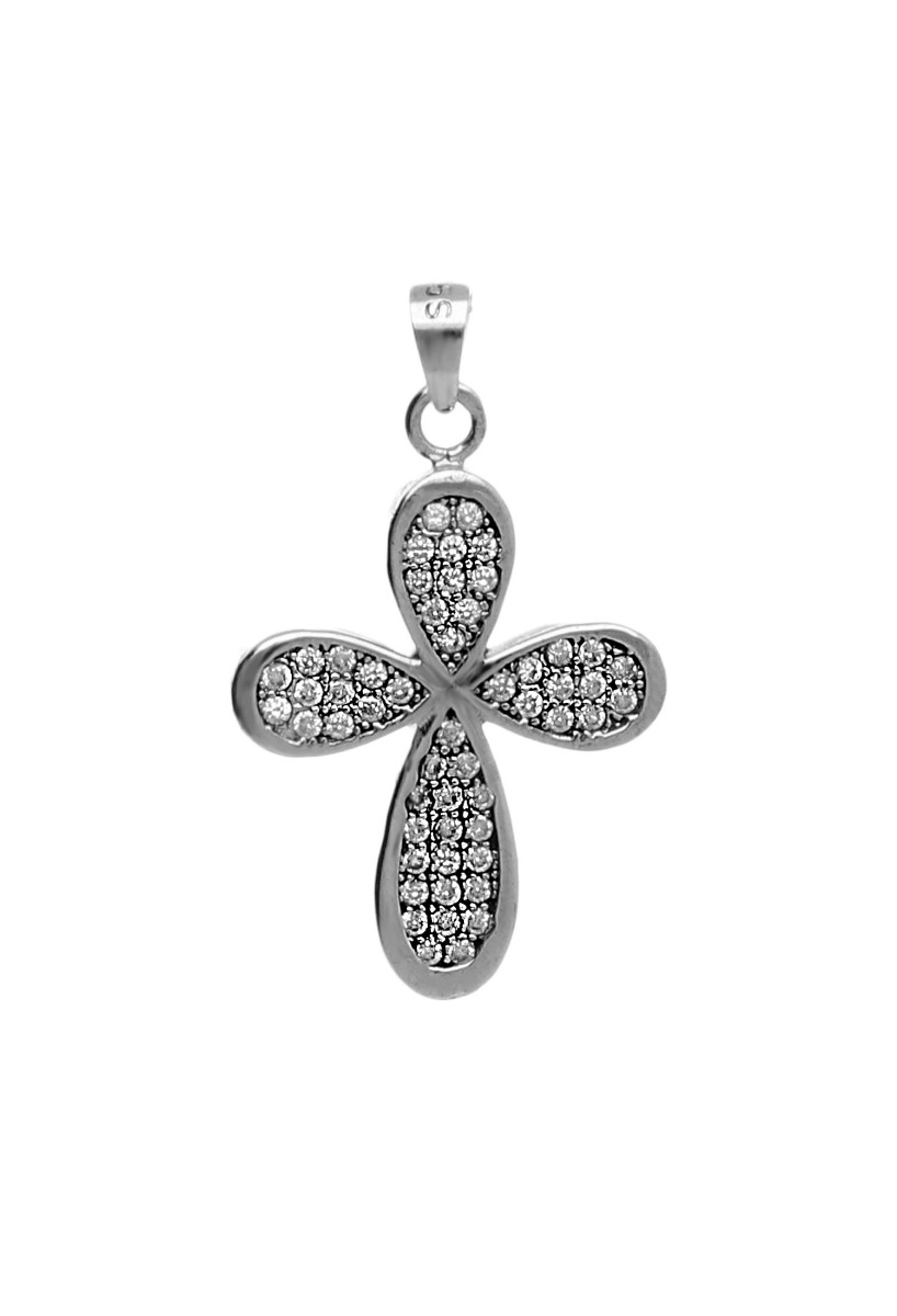 Cruz plata empedrada de circonitas para mujer 042_A006-C Cruz plata empedrada de circonitas para mujer 042_A006-C regalos de comunion, joyas religiosas a precios baratos