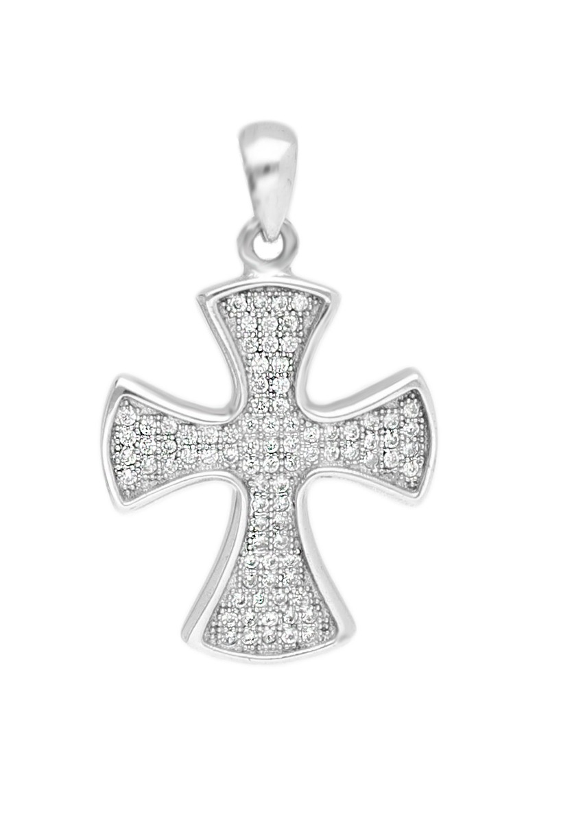 PRECIO OUTLET Cruz plata con circonitas para mujer 042_A187-C cruz de plata con circonitas foto frontal para web el rubi joyeros