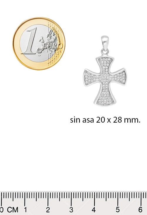 PRECIO OUTLET Cruz plata con circonitas para mujer 042_A187-C cruz de plata con circonitas foto con medidas para web el rubi joyeros