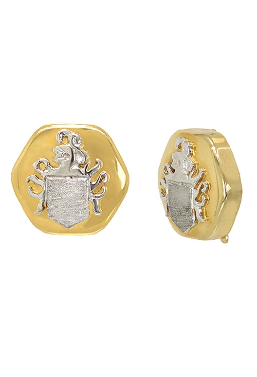 Cubrebotones oro bicolor 18 ktes escudo heraldico 146_5825-CB cubrebotones oro bicolor 18 kilates con escudo heraldico vista lateral precio barato joyeria online 146_5825-CB_02