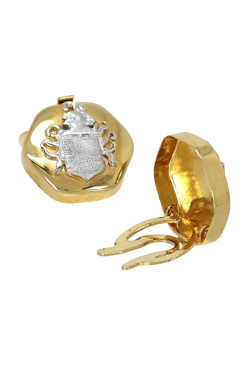 Cubrebotones oro bicolor 18 ktes escudo heraldico 146_5825-CB cubrebotones oro bicolor 18 kilates con escudo heraldico vista trasera precio barato joyeria online 146_5825-CB_01