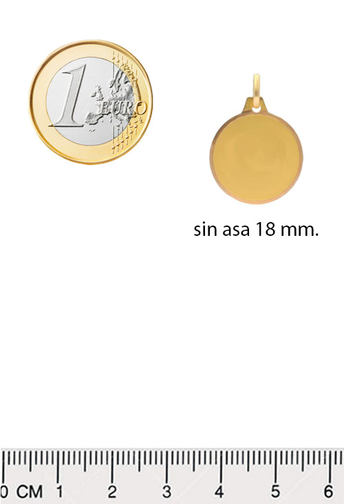 Chapa identidad oro, disco para grabar 083_SE312 disco oro amarillo 18 kilates fotografia medidas comparadas 083_SE312_01