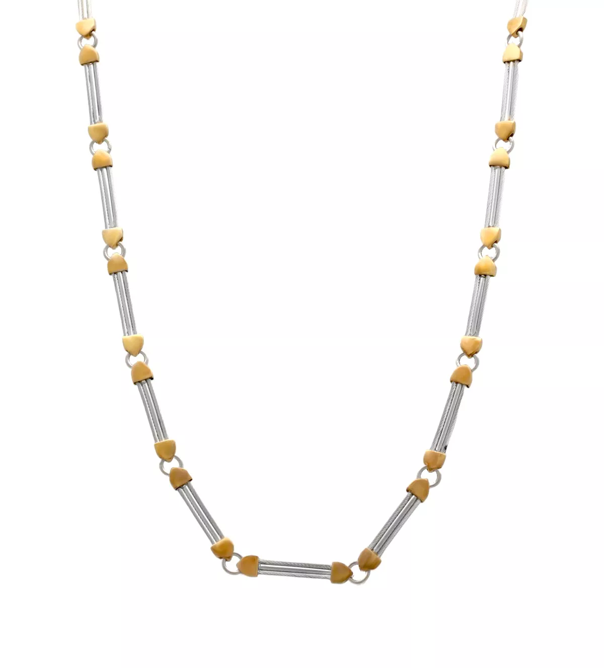 Gargantilla de acero y oro "Anclada" gargantilla de acero y oro vista frontal