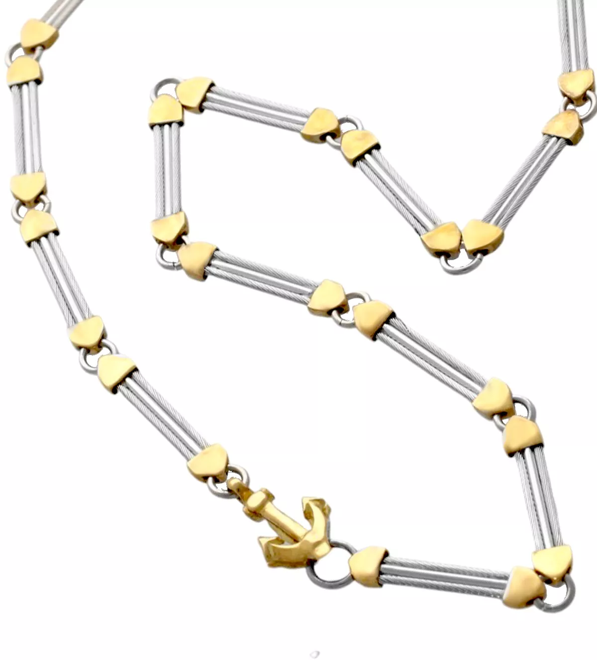 Gargantilla de acero y oro "Anclada" gargantilla de acero y oro vista detalles