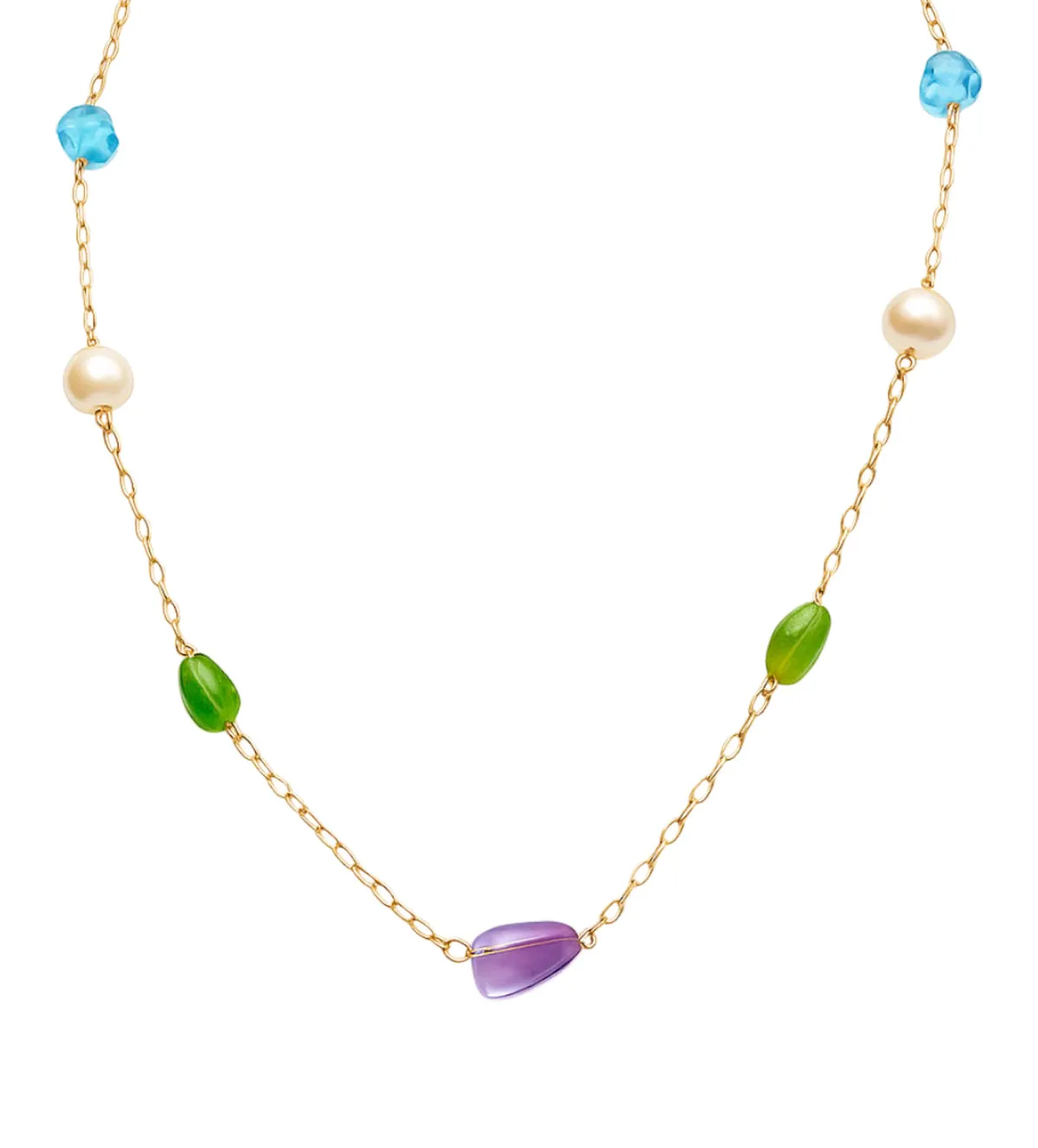 Gargantilla de oro 18K perlas y cuarzos 007_13427 gargantilla de oro 18k con cuarzos de colores 007_13427_00