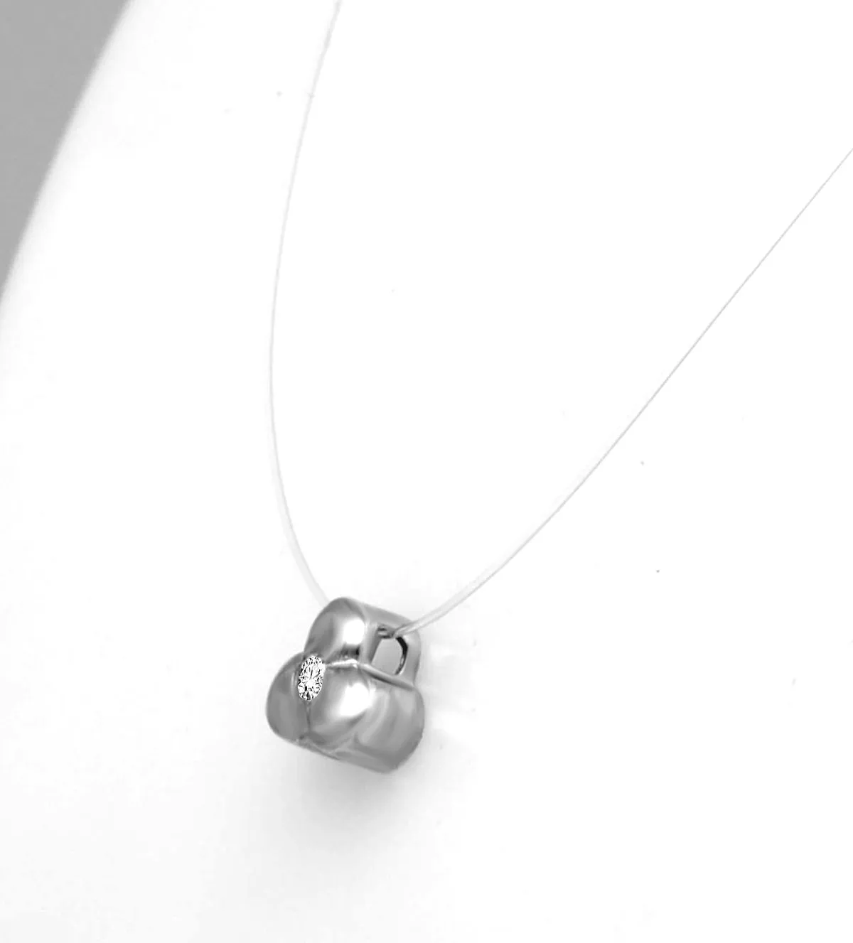 Gargantilla de oro "Trébol3" gargantilla de oro motivo trebol oro blanco colgando de nylon toma detallada