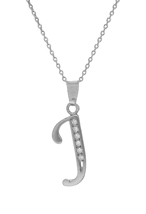 Gargantilla plata con inicial J. 022_CON77007-J gargantilla de plata inicial J vista detalle 022_CON77007-J