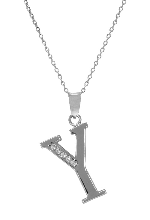 Gargantilla plata con inicial Y. 022_CON77007-Y gargantilla de plata inicial Y con circonitas 022_CON77007-Y