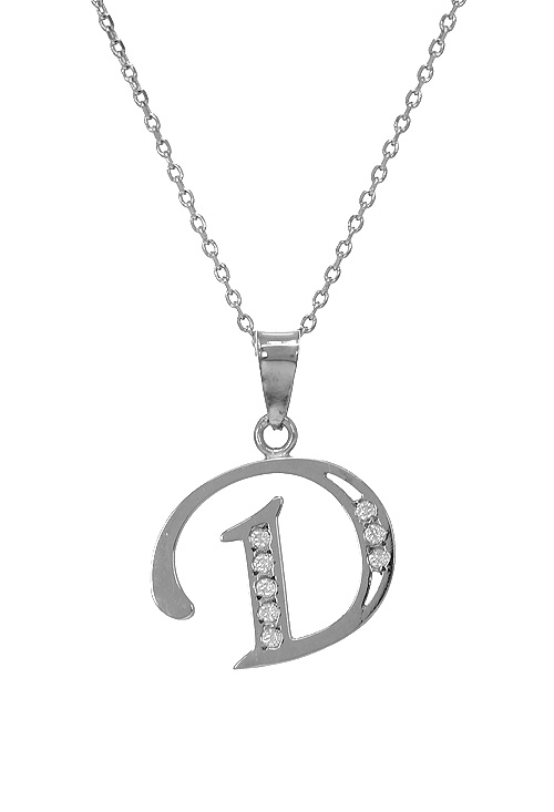 Gargantilla de plata motivo inicial D. 022_CON77007-D gargantilla de plata motivo inicial d vista detalle 022_CON77007-D