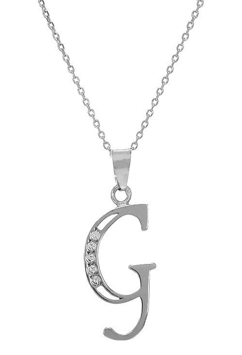 Gargantilla plata con inicial G. 022_CON77007-G gargantilla de plata motivo inicial G foto detalle 022_CON77007-G