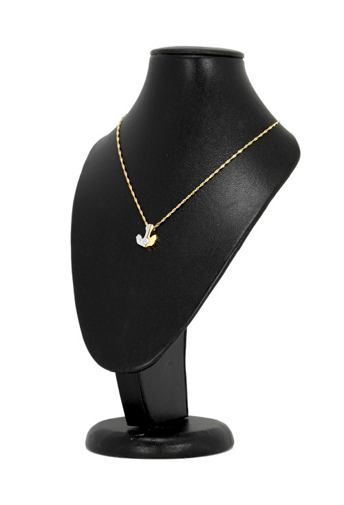 Gargantilla de oro bicolor motivo ancla con diamante 134_ANCLA gargantilla oro bicolor motivo ancla marinera en peto 134_ANCLA_01