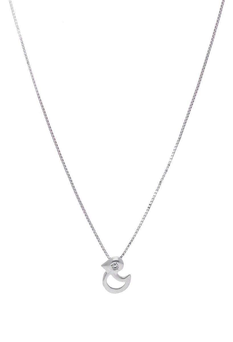 Gargantilla oro blanco 18K con diamante motivo en forma de pato 003_B1412008 gargantilla cadena fina y motivo con forma de pato oro blanco 18 ktes y diamante 003_B1412008