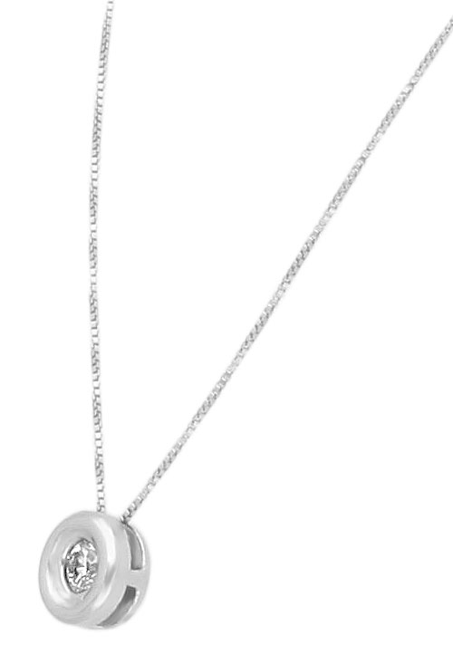 gargantilla oro blanco 18k y diamante motivo chaton foto detalle