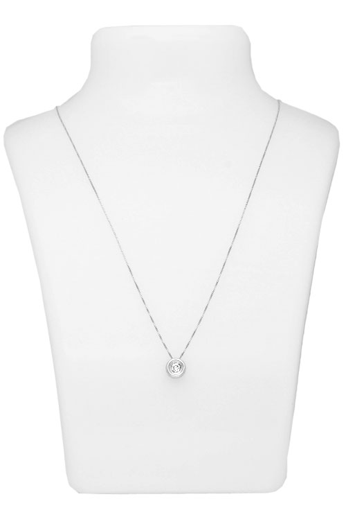 Gargantilla oro blanco 18 Ktes con diamante 095_460287 gargantilla oro blanco 18k y diamante motivo chaton foto peto