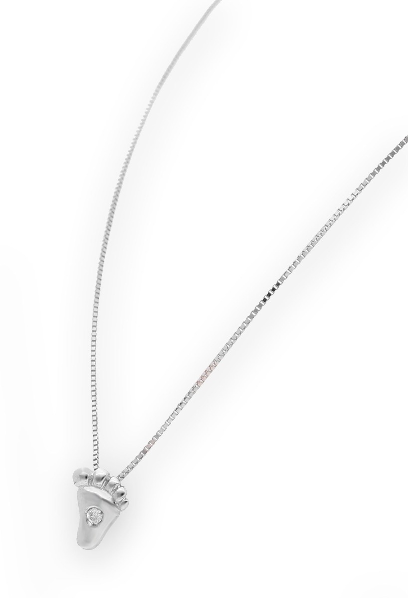 Gargantilla oro blanco con diamante motivo pie de bebé 003_B1412007 gargantilla oro blanco 18 kilates con diamante motivo pie de bebe regalo para mama foto para web toma lateral