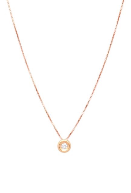 gargantilla oro rosa 18 kilates cadena veneciana y chaton con diamante fotografia toma de frente