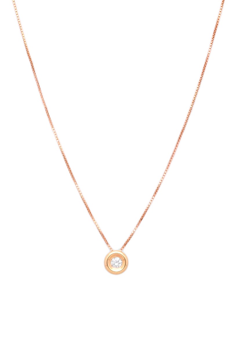 gargantilla oro rosa 18 kilates cadena veneciana y chaton con diamante fotografia toma de frente