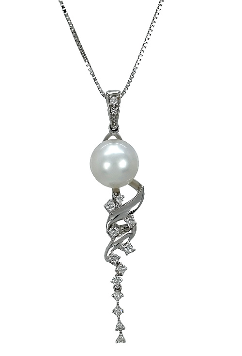 Gargantilla para novia oro blanco, perla y diamantes 210_1288 gargantilla para novia oro blanco 18 ktes, diamantes y perla australiana 210_1288 foto 1