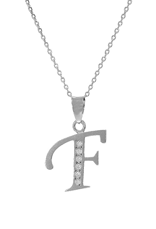 Gargantilla plata motivo inicial F. 022_CON77007-F gargantilla plata cadena con inicial f vista motivo 022_CON77007-F