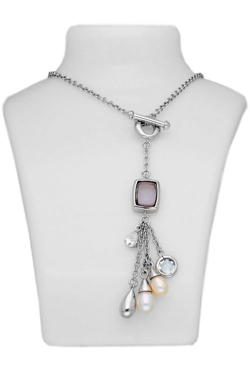 Gargantilla plata cuarzos y perlas 132_71290 gargantilla plata con amatista y perlas vista peto 132_71290