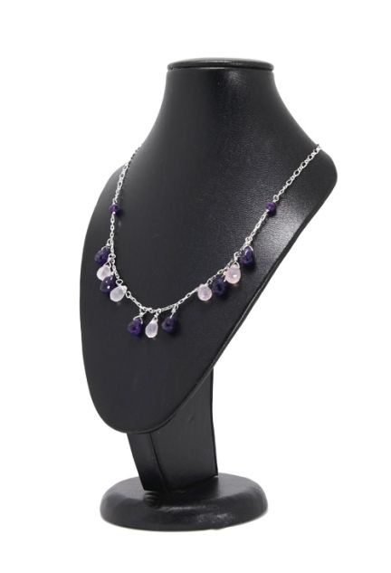 Gargantilla plata con amatistas y cuarzos rosas. 079_CN-486-010111 joyería el rubí, los precios mas bartos