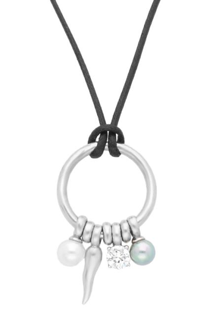 gargantilla plata cordon textil motivo fetiches perlas cuerno y circon 132_71683