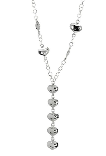 gargantilla plata ley con motivo corazones callendo en vertical 144_BV-36CL