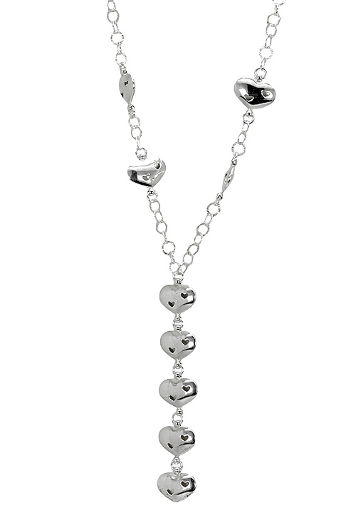 Gargantilla plata motivo corazones 144_BV-36CL gargantilla plata ley con motivo corazones callendo en vertical 144_BV-36CL
