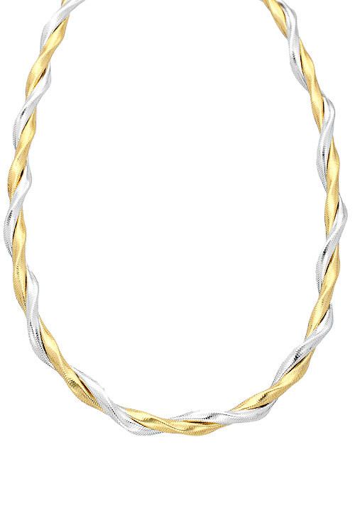 Gargantilla textil bañada en plata 243_859-00003 gargantilla plata oportunidad outlet cuerpo textil con baño texturizado de plata en dos colores blanco y amarillo