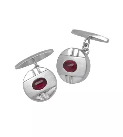 gemelos de oro blanco con rubi