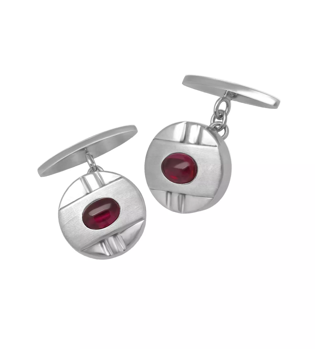 Gemelos de oro blanco 18K "Fuego Blanco" gemelos de oro blanco con rubi